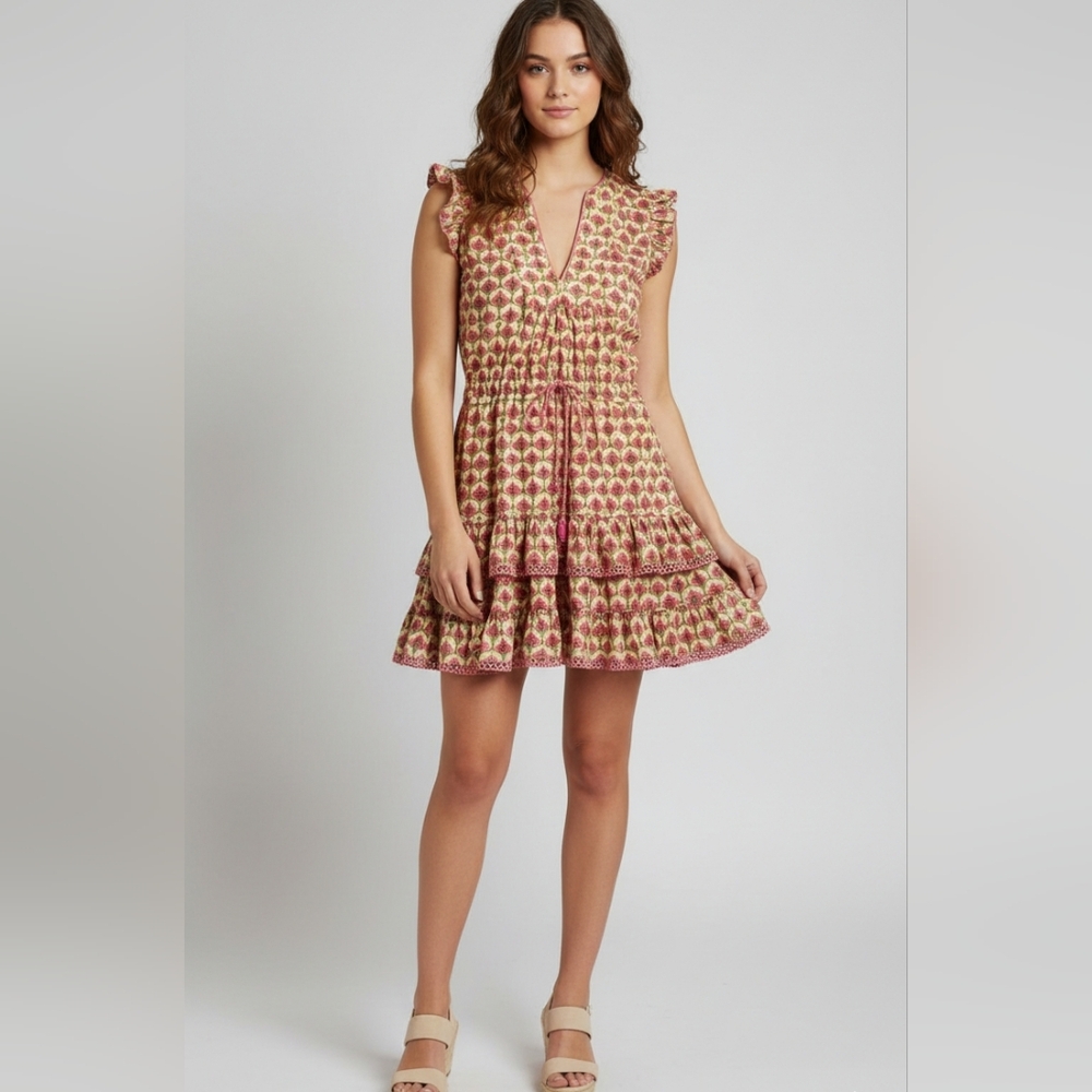 Tuckernuck Peach Lexy London Mini Floral Dress Size 6 - Picture 6 of 6